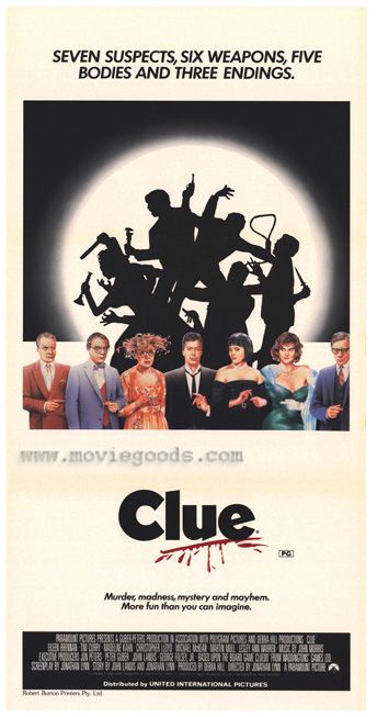 Clue. This is one funny movie. Clue Movie Poster, Clue 1985, Eileen Brennan, Clue Movie, Tim Curry, Clue, Movie Poster, The Movie, Movie Posters