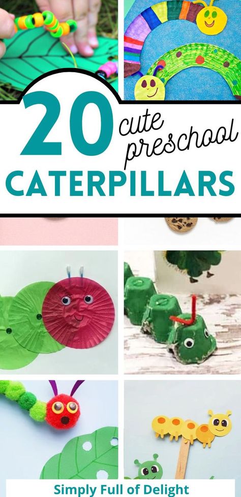 20 cute preschool caterpillar crafts - cupcake liner caterpillar, pom pom caterpillar, caterpillar puppet, egg carton caterpillar Catipillar Crafts, Caterpillar Snack, Caterpillar Craft Preschool, Caterpillar Crafts, Caterpillar Art, Cute Caterpillar, Craft Preschool, Caterpillar Craft, Craft For Preschoolers