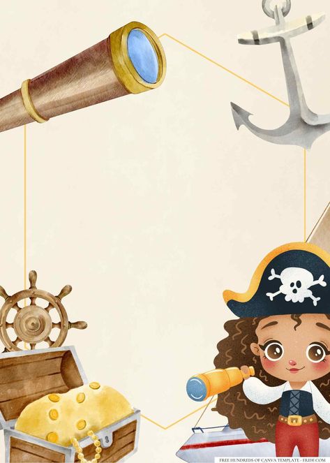 Pirate Adventure, Borders For Paper, Birthday Invitations, Invitation Template, Portfolio, Birthday, Canvas