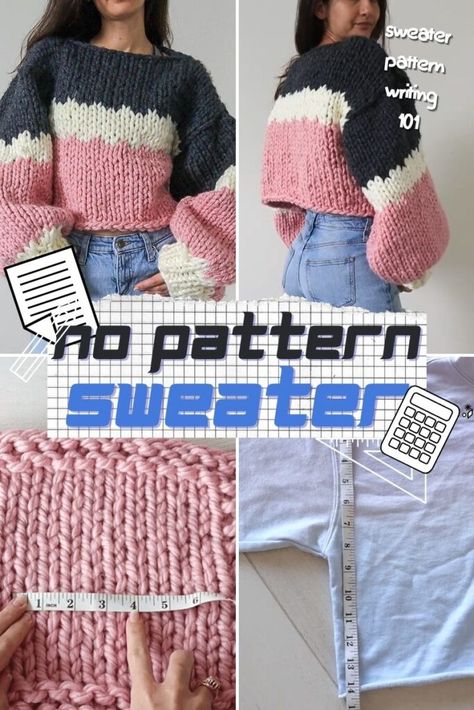 Chunky Sweater Pattern, Chunky Knit Sweater Pattern, Easy Sweater Knitting Patterns, Chunky Oversized Sweater, Knitting Patterns Free Sweater, Yarn Sweater, Chunky Knitting, Finger Knitting, Knit Sweaters