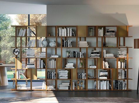 versatile and superb mix of elements in perfect Pacini & Cappellini style: the wooden structure combined with painted metal inserts make MARILA suitable for any environment, giving a touch of originality and character. It can be placed either in the center of the room or on the wall , combining more elements it results as a single large bookcase. Designed by @cesarearosioarchitecturedesign . . #paciniecappellini #paciniecappellinimilano #marila #bookcase #modularbookcase #freestandingbookcase # Bookcase And Seating, Solid Wood Bookshelf, Large Bookcase, Camera Vintage, Modular Structure, Bookcase Design, Open Bookcase, Study Bedroom, Wooden Bookcase