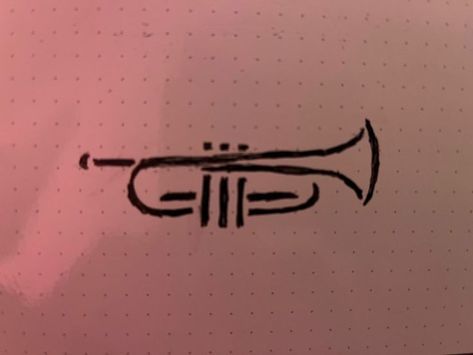 Fine Line Trumpet Tattoo, Tiny Trumpet Tattoo, Trumpet Tattoo Ideas, Thoughtful Tattoos, Trumpet Tattoo, Jazz Girl, Clef Tattoo, Musician Tattoo, Traditonal Tattoo