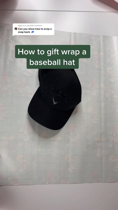 How To Wrap Hats For Christmas, Wrap A Hat Gift, How To Wrap A Beanie As A Gift, Hat Gift Wrapping Ideas, Cap Gift Wrapping Ideas, Hat Wrapping Ideas, How To Wrap A Cap For Gift, How To Wrap A Hat, How To Wrap A Baseball Hat For A Gift