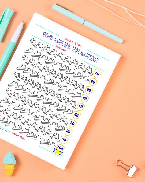 100 Miles Tracker Printable Every Mile Counts! Keep track with this Free Printable 100 Mile Chart. Let's go! 100 Mile Challenge Chart Printable, 100 Mile Challenge Chart, Mile Tracker, Miles Tracker, Running Tracker, Marathon Tips, Tracker Free, Challenge Tracker, Printable Chart