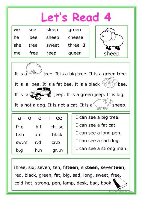 Let's Read 4 - English ESL Worksheets Esl Phonics, Remedial Reading, Learning How To Read, Reading Comprehension For Kids, Kindergarten Reading Worksheets, Preschool Reading, Reading For Beginners, English Worksheet, Learning English For Kids