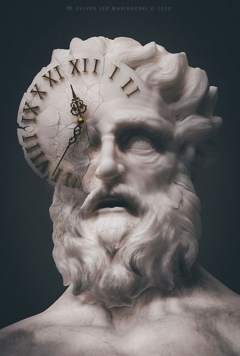 Time Traveller, Vaporwave Art, Greek Statues, Father Time, Greek Mythology Art, Visual Aesthetics, Joe Rogan, Mythology Art, Mythological Creatures