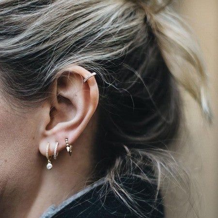 Triple Ear Piercing, Ear Piercing Helix, Ear Peircings, Spike Ring, Maria Tash, Cute Ear Piercings, Gold Bar Earrings, Belly Jewelry, Titanium Earrings