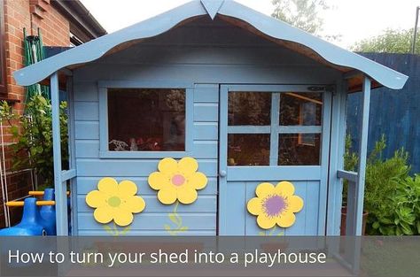 How to turn your shed into a playhouse Playhouse Diy, Outside Playhouse, Playhouse Kits, Playhouse Plans, Indoor Playhouse, Play Structures, Backyard Playhouse, Build A Playhouse, Wooden Playhouse