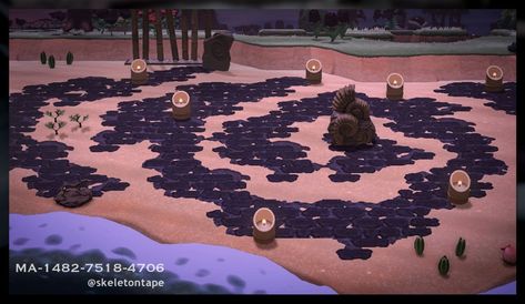 Black Brick Animal Crossing Code, Witchy Paths Animal Crossing, Acnh Black Wood Path, Acnh Black Stone Path, Acnh Paths Designs Black, Acnh Witchy Path, Goth Acnh Island Entrance, Animal Crossing Dark Path, Acnh Goth Island Ideas