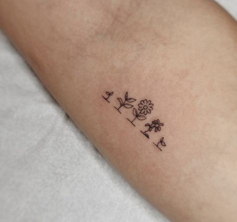 Small Teacher Tatoos, Dainty Teacher Tattoos, Mini Tattoos Mom And Daughter, Super Girly Tattoos, Tiny Garden Tattoo, Such A Pretty Garden Tattoo, Daycare Teacher Tattoo Ideas, Teacher Tattoo Ideas Teaching, Teaching Tattoos Small