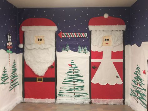 Mrs Claus Classroom Door, Mrs Claus Door Decoration, Mr And Mrs Claus Classroom Door, Santa Claus Classroom Door, Santa’s Workshop Decorations Classroom, Santa Workshop Classroom Door, Santa’s Workshop Classroom Decoration, Cubicle Ideas, Door Decorations Classroom Christmas