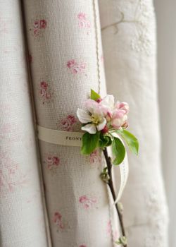 Curtains And Blinds, Pink Cottage, French Fabric, Linens And Lace, Rose Cottage, Vintage Cottage, Shabby Chic Cottage, Fabulous Fabrics, Apple Blossom