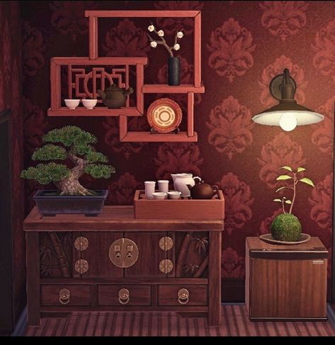 Don't you feel more relaxed just looking at this zen room? Credit: bambis_love on Instagram #animalcrossingnewhorizons #animalcrossing #acnh #zen Acnh Zen Room, Acnh Asian Interior, Acnh Feng Shui Room, Japanese Room Animal Crossing, Animal Crossing Chinese Design, Acnh Feng Shui, Acnh Zen House, Acnh Chinese Island, Acnh Chinese Design