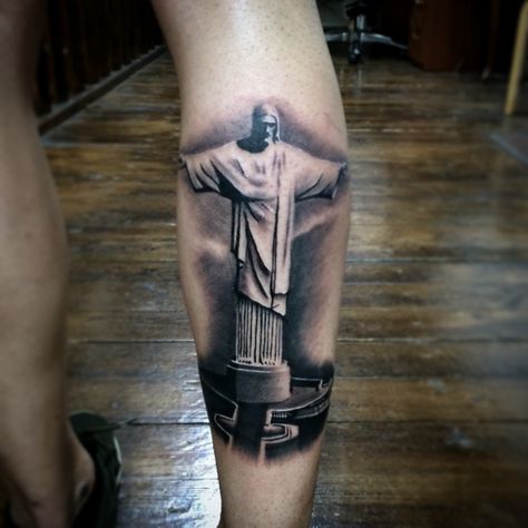 Christ The Redeemer Tattoo, Brazil Tattoo, Tattoos Jesus, Cali Tattoo, Tattoo Pierna, Christ The Redeemer Statue, Statue Tattoo, Jesus Statue, Jesus Tattoo