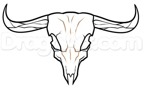 steer skull drawing step 5 Steer Skull Drawing, Skull Drawing Step By Step, Animal Skull Drawing, Cow Skull Tattoos, Easy Skull Drawings, Drawing Tuts, Skull Drawings, Doddle Art, Skull Sketch