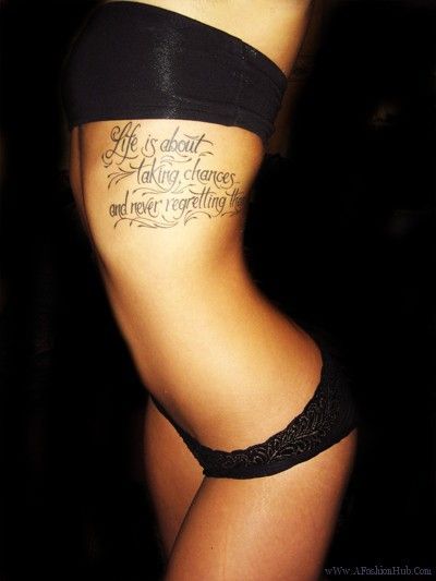 20 Best Tattoos for Girls Life Quotes For Girls, Tattoo Script Fonts, Tattoo Quotes About Life, Rib Tattoos For Women, Fan Tattoo, Tattoo Script, Side Tattoos, Rib Tattoo, Trendy Tattoos