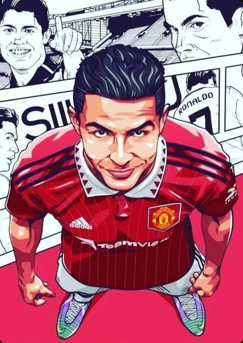 Ronaldo United Wallpaper, Cr7 Art Draw, Ronaldo Illustration Art, Ronaldo Art Drawing, Ronaldo Dp, Draw Ronaldo, Cr7 Art, Cristiano Ronaldo Art, Football Player Drawing