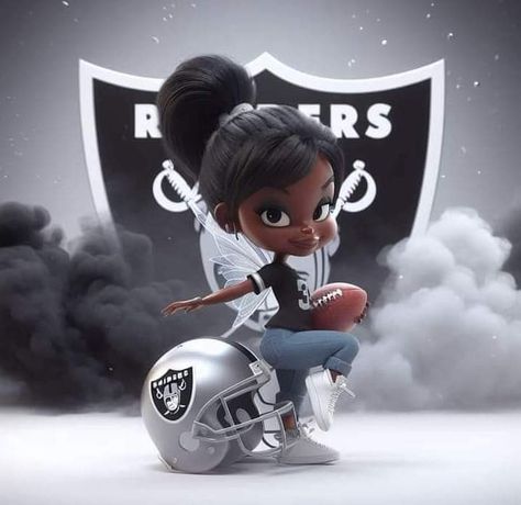 Raiders Cheerleaders, Black Baby Art, Character Tattoos, Raiders Stuff, Oakland Raiders Logo, Fighter Art, Raiders Girl, Woman Artwork, Raiders Logo