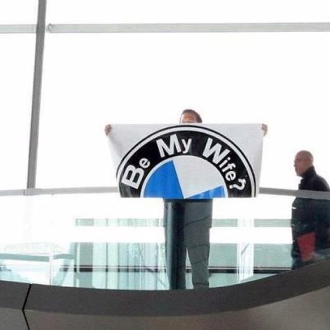 I want this proposal!!!!! I LOVE BMWs this is just wonderful! <3 Chicago Cubs Logo, My Wife, Future Wedding, Sport Team Logos, I Want, Mood Board, Dream Wedding, Bmw, I Love