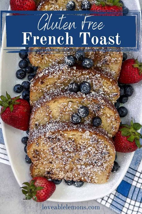 Crispy French toast with a creamy custard-like inside topped with maple syrup and fresh berries. The best part is that it is also gluten free and easily adapted to be dairy free. Gluten free French toast is coated in a crunchy cinnamon cereal - which is also gluten free! Crunchy French Toast, Crispy French Toast, Gluten Free French Toast, Awesome French Toast Recipe, Fodmap Breakfast, Low Fodmap Snacks, Fodmap Snacks, Cinnamon Cereal, Low Fodmap Diet Recipes