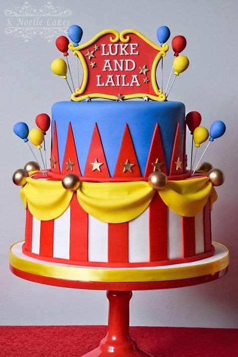 Carnival Theme Party Cake, Circus 1st Birthday Cake, Circus Theme Cake Buttercream, Carnival 1st Birthday Cake, Third Birthday Carnival Theme, Circus Theme Cake 1st Birthdays, Circus Theme Party Cake, Carnival Themed Birthday Cake, Circus Tent Cake