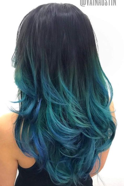 Blue And Green Hair, Ombre Hairstyles, Blue Ombre Hair, Brown Ombre Hair, Turquoise Hair, Silver Blonde, Hair Color Blue, Ombre Hair Color, Hair Dye Colors