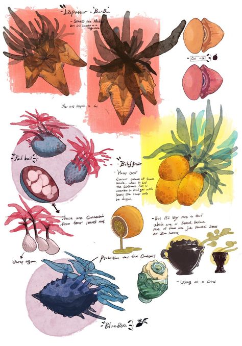 Fantasy Fruit, Fruit Sketch, Alien Plants, Food Fantasy, Food Illustration Art, Fantasy Concept Art, Food Drawing, Fruit Art, Plant Art