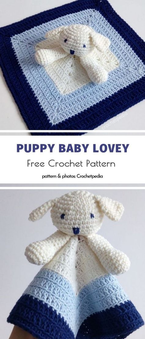 Puppy Baby Lovey – Free Tutorial | Your Crochet. #Baby #lovey, #snuggle #blanket, security blanket - this kind of toy has a lot of names. One thing is certain - it's easy to make and would be a wonderful #gift. Crochet Baby Lovey Free Pattern Easy, Crochet Baby Lovey, Crochet Lovies, Security Blanket Crochet Pattern, Crochet Lovey Free Pattern, Crochet Security Blanket, Scrap Crochet, Puppy Baby, Crocheted Baby Blanket