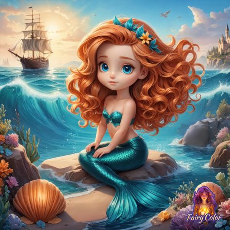 Share my art at Color Day! Puding Art, Cartoon Mermaid, Mermaid Home Decor, Color Day, Angel Wings Wall Decor, People Coloring Pages, Disney Princess Artwork, Cute Disney Pictures, Big Eyes Art