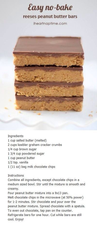 Reese's Peanut Butter Bars, No Bake Peanut Butter Bars, Peanut Butter Bars Recipe, Resepi Biskut, No Bake Peanut Butter, Butter Bars, Peanut Butter Bars, Reeses Peanut Butter, Think Food