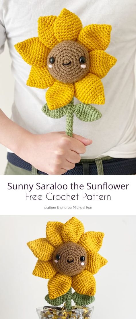 Crochet Flowers Free Pattern, Pola Amigurumi, Crochet Plant, Crochet Sunflower, Haken Baby, Crochet Decoration, Sunflower Pattern, Crochet Flower Patterns, Free Crochet Patterns