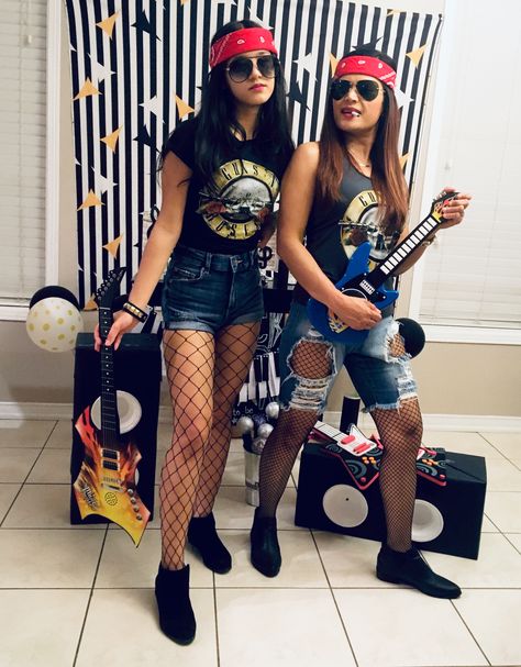 Rock Star Trunk Or Treat, Rock N Roll Dress Up, Diy Rockstar Costume For Women, Rockstar Costume Girl, Rocker Costume Women, Rock Star Costume Women, Rock And Roll Outfits Women, Costume Rockstar, Disco Party Outfit Women