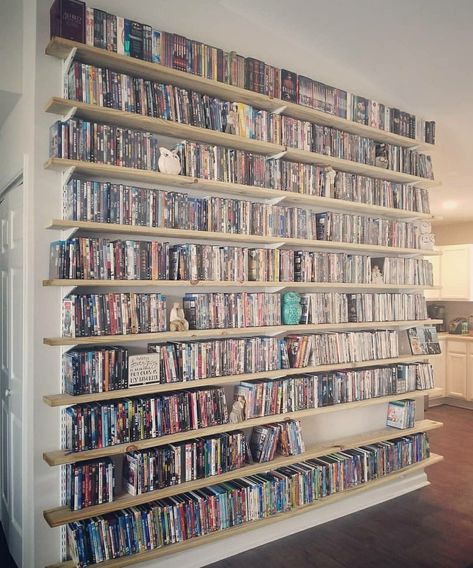 Blu Ray Shelf, Dvd Collection Display, Blu Ray Storage Ideas, 2030 Vision, Blu Ray Storage, Kirsten Vangsness, Blu Ray Collection, Apartment Walls, Video Equipment