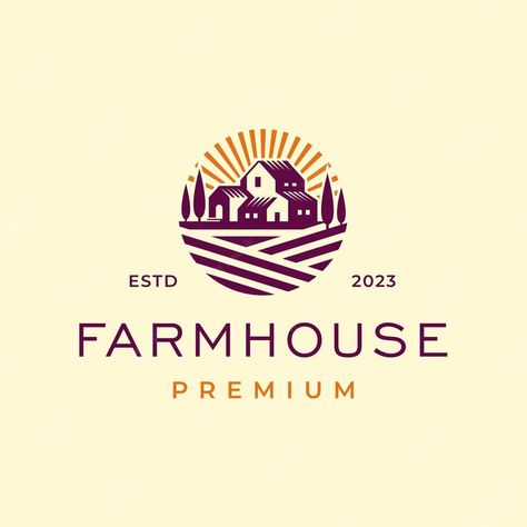 Farmhouse Concept, Tuscany Farmhouse, Farmhouse Logo, Sunflower Farm, Farm Products, Farm Landscape, Brand Identity Logo, Logo Branding Identity, Identity Logo