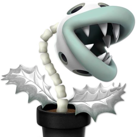 Bone Piranha Plant (or Dry Piranha Plant) is a Mario Subspecies, derivated from Piranha Plants. They are the dead versions of them. They usually appear in Castle and Fortress levels of New Super Mario Bros. 2. Bone Piranha Plants are always in the Castle and Fortress levels and sometimes in the Ghost Houses. They are the dead versions of Piranha Plants and can be killed with a Star or a hit with a Tanooki-tail hit. Bone Piranha Plants are typical enemies of course in some circuits like Bowser Dry Bones Mario, Metal Mario, Piranha Plant, Crazy Eights, Super Mario Kart, Ghost Plant, Diddy Kong, Callie And Marie, Dry Bones