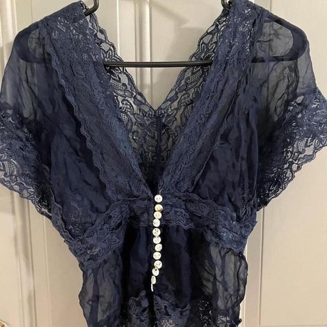 Vintage STYLE navy lace sheer top blouse. NOT... - Depop Sheer Lace Top, Navy Lace, Sheer Top, Lace Blouse, Vintage Style, How To Look Better, Slip Dress, Top Blouse, Vintage Fashion