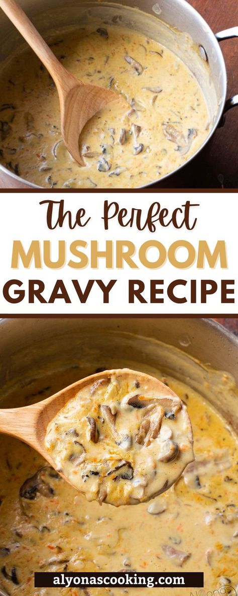 Mushroom Gravy Recipe Easy, Cream Gravy Recipe, Creamy Mushroom Gravy, Cheesy Casserole Recipes, Gravy From Scratch, Ground Beef Pasta Recipes, Easy Gravy Recipe, Baby Bella Mushrooms, Mushroom Gravy Recipe