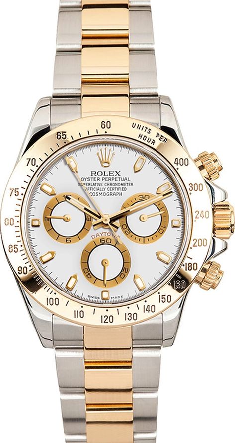 Rolex Pre-Owned two tone Daytona 116523 White Gold Daytona, Cosmograph Daytona, Dove Men, Rolex Watches For Men, Mens Chronograph, Luxury Watch Brands, Rolex Men, Rolex Watch, Rolex Submariner