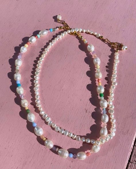 Pastel Pearl Necklace, Small Pearl Necklace, Pastel Necklace, Small Beads, Glass Seed Beads, Gold Plated Sterling Silver, Amazing Jewelry, All Time, Jewelry Inspiration