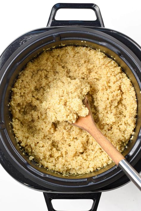 Learn how to cook quinoa in a rice cooker to its perfect fluffy texture and no sticking guarantee. Quinoa Rice Cooker Recipes, Chickpeas In Rice Cooker, Rice Cooker Quinoa, Cooking Quinoa In Rice Cooker, Cooking Quinoa How To, Vegan Spaghetti Squash, Quinoa In Rice Cooker, Vegan Chickpea Curry, Making Quinoa