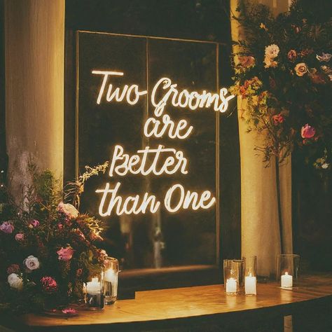 Two Grooms Are Better Than One Neon Sign, Gay Wedding Sign, Two Grooms, Gay Wedding Decoration, Lgbt Engagement, Queer Wedding Centerpiece, - Etsy Queer Wedding Ideas, Gay Wedding Ideas Decor, Gay Wedding Ideas, Quirky Wedding Ideas, Hard Launch, Masculine Wedding, Summer Wedding Floral, Marriage Thoughts, Two Grooms