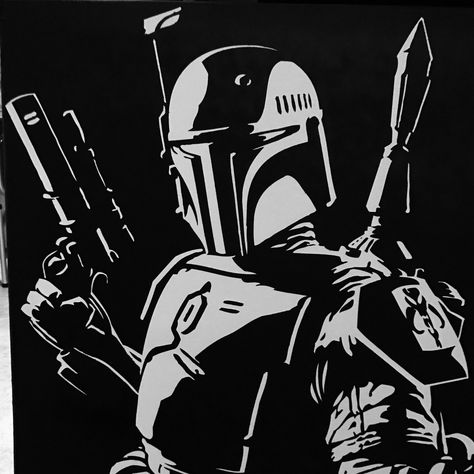 Updates from StoneHeartStudio on Etsy Boba Fett Painting, Star Wars Silhouette, Star Wars Painting, Star Wars Background, Stencil Projects, Star Wars Drawings, Tee Designs, Star Wars Tattoo, Silhouette Stencil