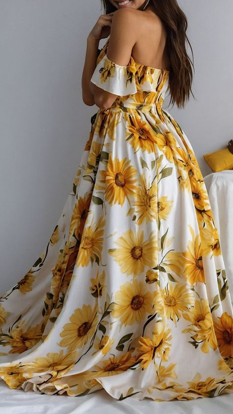 Discover stunning maxi floral dress ideas for your summer wardrobe From Dress Summer Vestido Dress Outfit Skirt Skirt Outfit Falda Dress Long Sleeve to Skirt Outfit Summer Dress Wedding Guest Sundress - find your perfect outfit inspiration here Floral Dress Ideas, Sunflower Dresses, Summer Dress Wedding Guest, Maxi Dress Styles, Summer Dress Wedding, Flower Sundress, Floral Maxi Dresses, Skirt Outfit Summer, Maxi Floral Dress