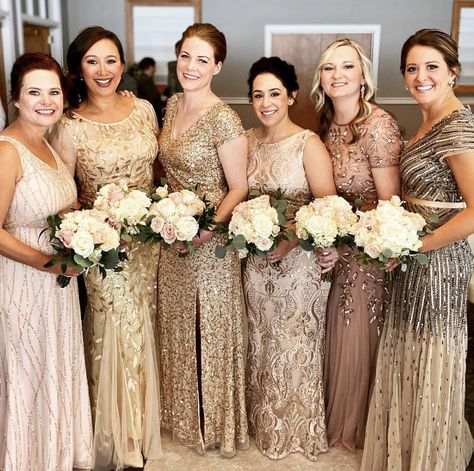 When you ask your besties to coordinate dresses using gold, champagne and blush and they knock it out of the park Champagne Wedding Themes, Mother Dresses, Champagne Bridesmaid Dresses, Gold Champagne, Wedding Theme Colors, Champagne Wedding, Blush Dresses, Mothers Dresses, Ivory Wedding