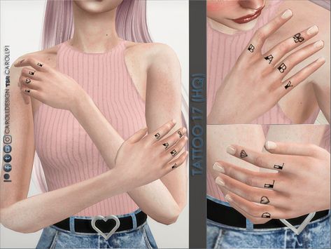 Sims 4 Cc Hair, Sims 4 Tattoos, The Sims 4 Skin, Knuckle Tattoos, Skin Details, 4 Tattoo, Sims4 Clothes, Sims 4 Update, Sims 4 Collections