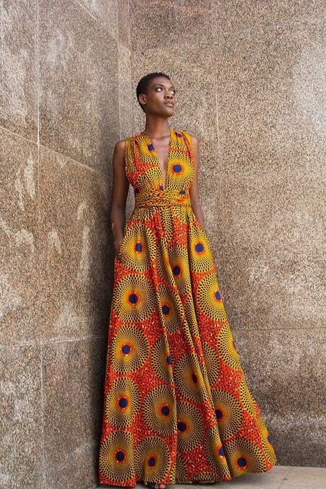 Palazzo Jumpsuit, African Dresses Modern, African Inspired Clothing, Afrikaanse Mode, African Maxi Dresses, Brown And Orange, African Inspired Fashion, African Print Dresses, Kitenge