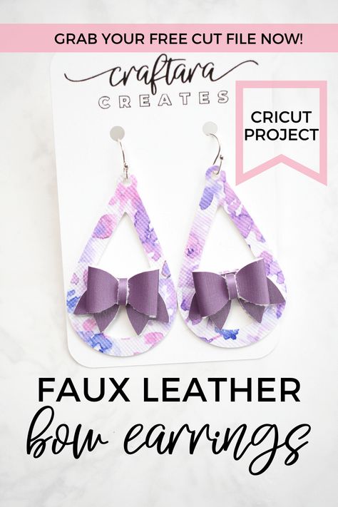 Grab a free SVG cut file and check out the step-by-step tutorial to learn how to create cute bow faux leather earrings with Cricut. Faux Leather Template Free, Faux Leather Svg File Free, Free Bow Svg Files For Cricut, Faux Leather Earrings Cricut Svg Free, Free Earring Svg Files For Cricut, Faux Leather Earrings Template Free, Earring Template Svg Free, Cricut Faux Leather Projects, Circuit Jewelry