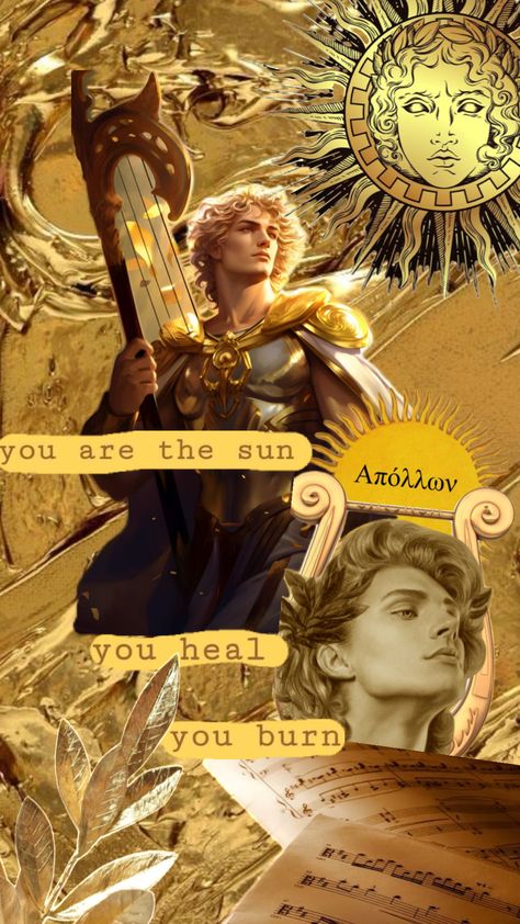 #apollo #apollon #sun #god #greece #greekgod #hellenism Apollo Lockscreen, Apollo Sigil, Apollo Shrine, Helios Aesthetic, Apollo Worship, Apollo Hades, Apollo Painting, Neuvillette Wallpaper, Apollo Core