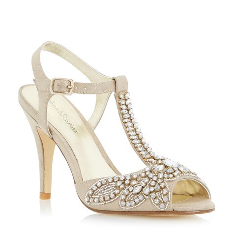 Roland Cartier Ladies MONTORI - Embellished Jewel Heeled Sandal - gold | Dune Shoes Online Gold Wedding Shoes, Dune Shoes, Jeweled Heels, Wedding Shoes Bride, Jeweled Sandals, Kate Spade Shoes, Dune London, Heeled Sandal, Heel Sandal