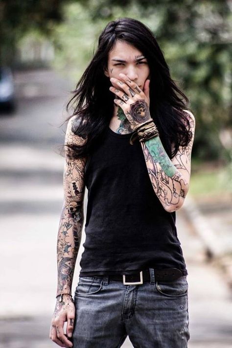 Guys With Long Hair, Gothic Men, Goth Guys, Native American Men, Men With Long Hair, Long Haired Men, Hair Styles Men, Androgynous Fashion, Grunge Hair